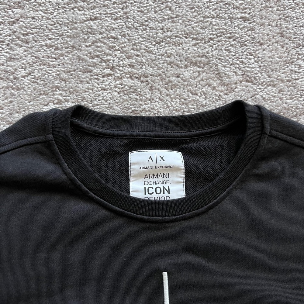 Armani Exchange Icon Logo Sweatshirt Mens XL Black Fleece Crewneck Pullover - Picture 6 of 15